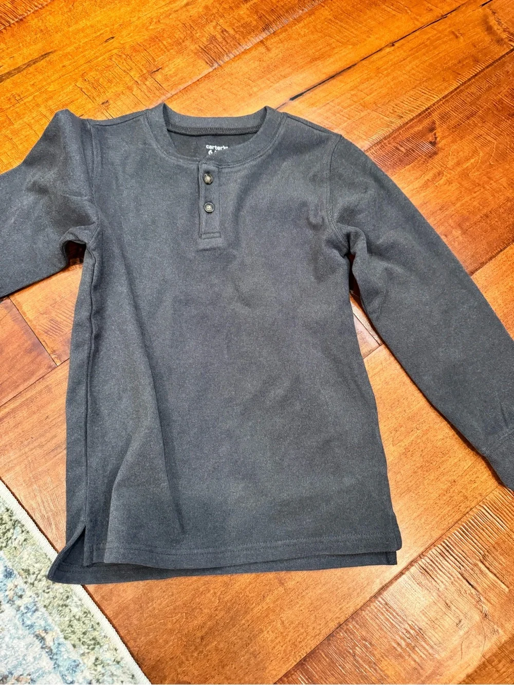 Carter's Charcoal Gray Long-Sleeve Henley Tee NWT
